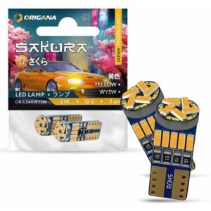 Лампа светодиодная автомобильная SAKURA "оранжевая" WY5W T10 LED 6500K (Комплект 2 шт.) габаритная , подсветки номерного знака , освещения салона