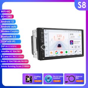 Универсальная Автомагнитола 2 Din, 7 дюймов, Восьмиядерный процессор, Android 10,0, 4 Гб ОЗУ, 64 Гб ПЗУ, стерео, GPS-навигация, Wi-Fi, сенсорный экран 1024*600, 2din, автомобильный ПК