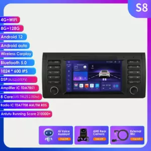 4G 64G Android Auto Автомагнитола GPS Стерео для BMW 5 серии е39 X5 E53 1996 1997 1998-2007 Мультимедийный плеер DSP Carplay головное устройство