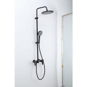 Душевая стойка Frap F24201-6, с верхним душем, покрытие PVD, черный