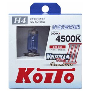 Лампа автомобильная галогенная KOITO Whitebeam III P0744W H4 4500K 12V 60/55W (135/125W) T16/H4/H7 4500K 2 шт.