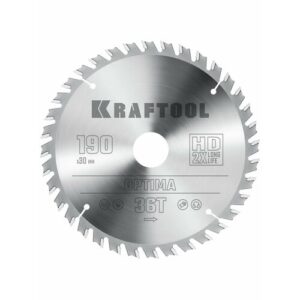 KRAFTOOL Optima, 190 х 30 мм, 36Т, пильный диск по дереву (36951-190-30)