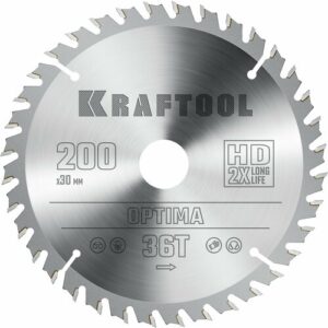 KRAFTOOL Optima 200х30мм 36Т, диск пильный по дереву KRAFTOOL Optima 200х30мм 36Т, диск пильный по дереву