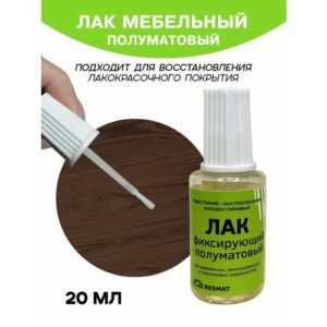 Лак мебельный полуматовый строительный бесцветный 20 мл, во флаконе