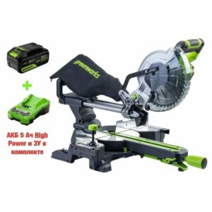 Торцовочная пила аккумуляторная GreenWorks GD24MS216, 24V, б/щ, c 1х5 АКБ Ач и ЗУ (1501707UG) Торцовочная пила аккумуляторная GreenWorks GD24MS216, 24V, б/щ, c 1х5 АКБ Ач и ЗУ (1501707UG)
