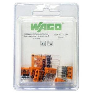 Клемма WAGO 2273-243, 6 шт., блистер, оранжевый