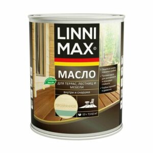 Масло для террас, лестниц и мебели Linnimax шелковисто-глянцевое (0,75л) бесцветный и под колеровку